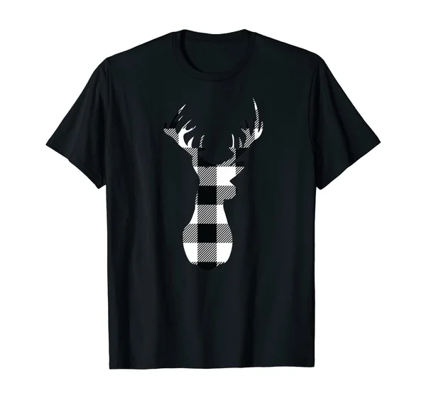 

Classic White & Black Christmas Buffalo Plaid Deer Head T-Shirt