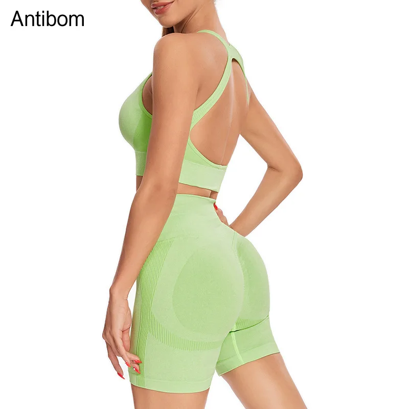 

Antibom Seamless Yoga Woman's Bras Fitness Gym Solid Padded Sportswear Running Breathable Quick Dry Crop Top Hollow Underwear