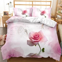 floral bedding set 3d flowers printed polyester queen king duvet cover with pillow bedding sets