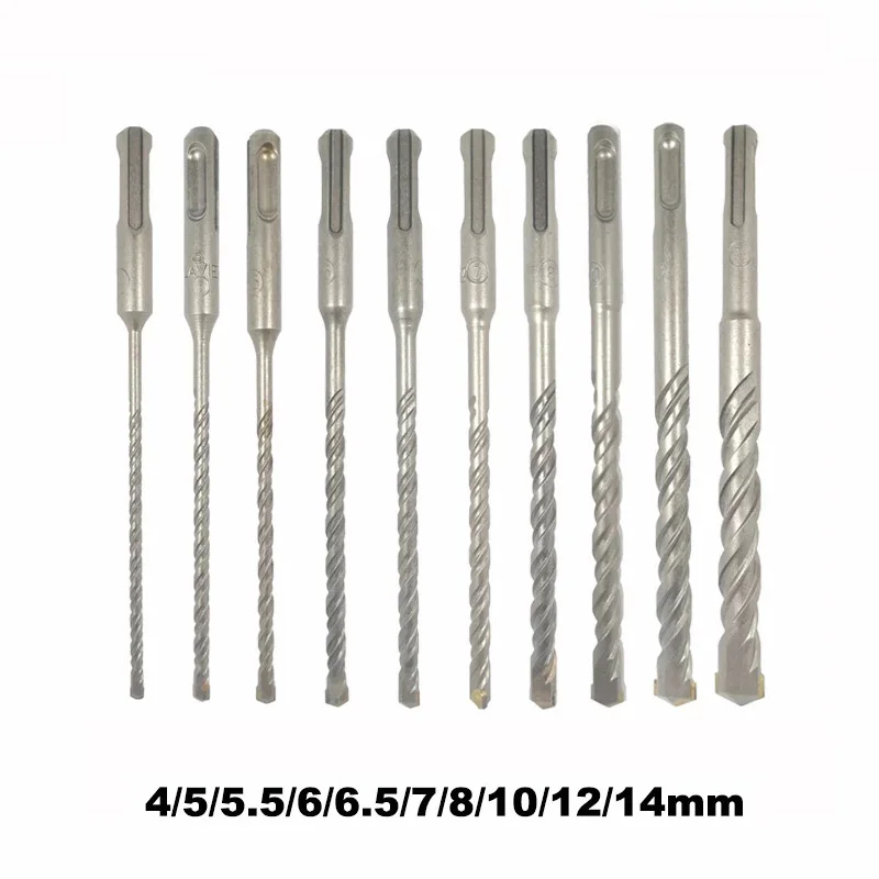 

10pcs Electric Hammer SDS Plus Drill Bit Set 160mm for Concrete Wall Brick Block Masonry Hole Saw Drilling Bits 4mm 5mm 6mm 018