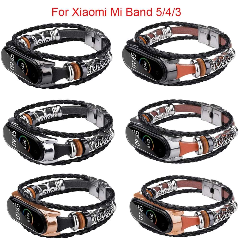 

Для Xiaomi Mi Band 5 4 3, умный Браслет, роскошный плетеный браслет с металлической рамкой, ремешок для наручных часов Mi Band 5 4 3 Mi 5 Correa