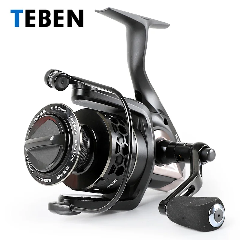 

TEBEN Carp Spinning Fishing Reel JL 2000-6000 Series 8+1BB 15-18KG Max Drag Power Lighter Stronger Metal Handle CNC Spool Pesca