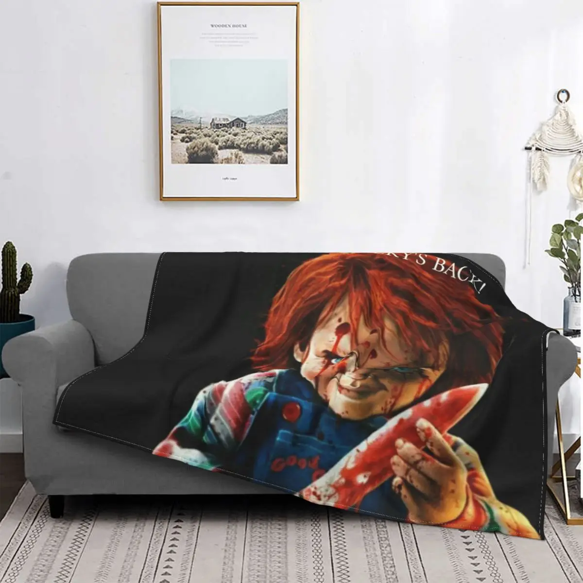 

Juego de Chucky-Manta de lana de franela gruesa para adultos, para el hogar y peluda colcha, sofá, dormitorio, ropa de cama, dib