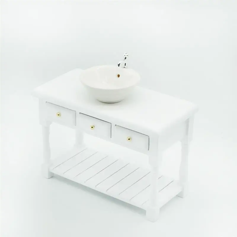 1:12 Кукольный домик раковина для ванной комнаты со стиральным столом миниатюрная