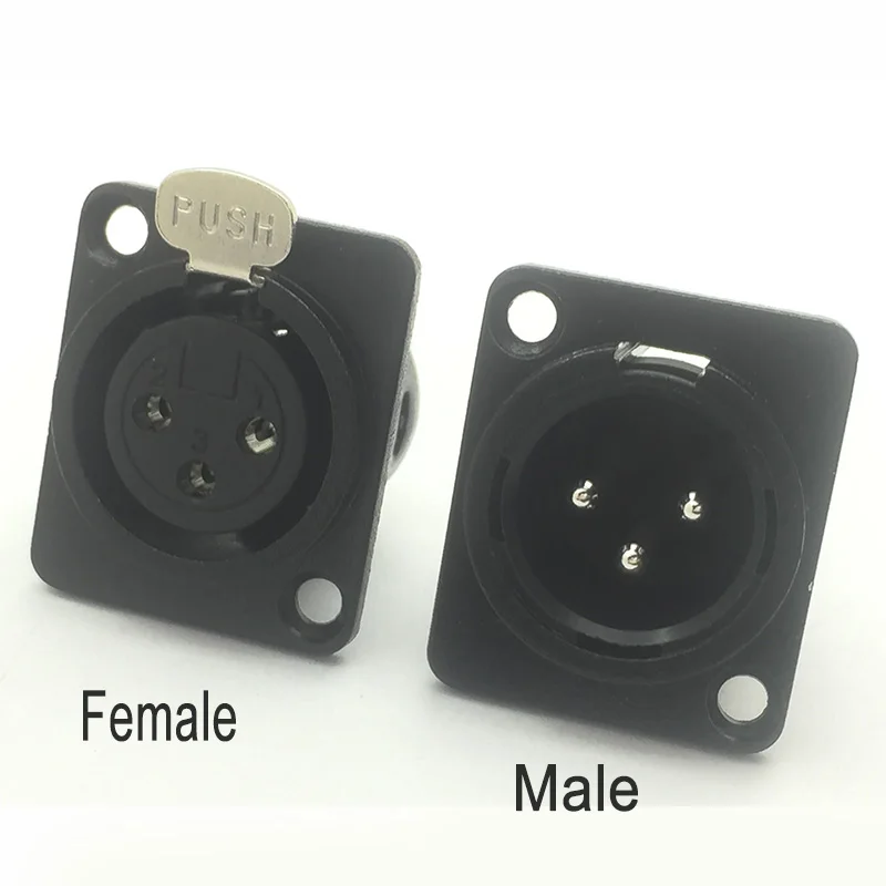 

100pcs/lot 3 Pin XLR Female Jack Panel Mount Metal Shell Nickel Plated 3 Poles XLR Socket Chassis Black Color