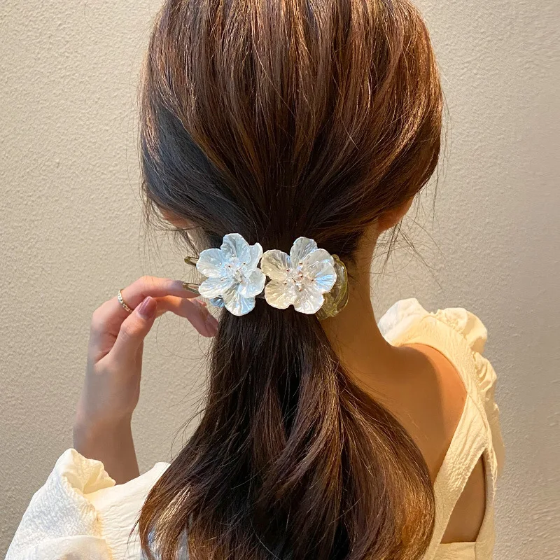 

2021 Fashion Shell Flower Hair Claw Clip Barrettes Crab Women Girls Hairpins Hair Ponytail Holder Headwear Hair Accessories