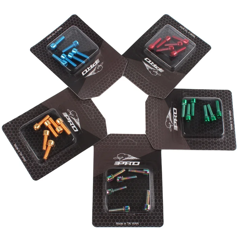 M5*18mm Ti Titanium Plated Screws Bicycle Bolts With Washer For MTB Steering Stem Handlebar Headset 6pcs | Спорт и развлечения