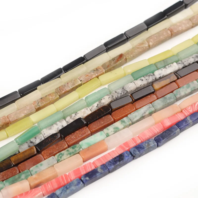 

Natural Stone Malachite Beads Irregular Multicolor Spacer Rectangle Stone Beads For Jewelry DIY Making Bracelet Accessories