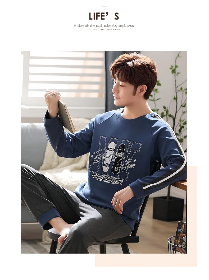 Модный пеньюар Hombre хлопок высокого качества Loungewear шикарная пижама с принтом Большие размеры большие пижамы мужские пижамы 3xl 4xl 5xl