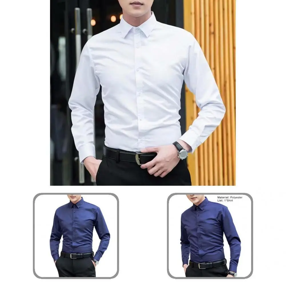 

Shirt Solid Color Skin-friendly Soft Thick Lapel Winter Men Shirt Autumn Shirt for Business Situation