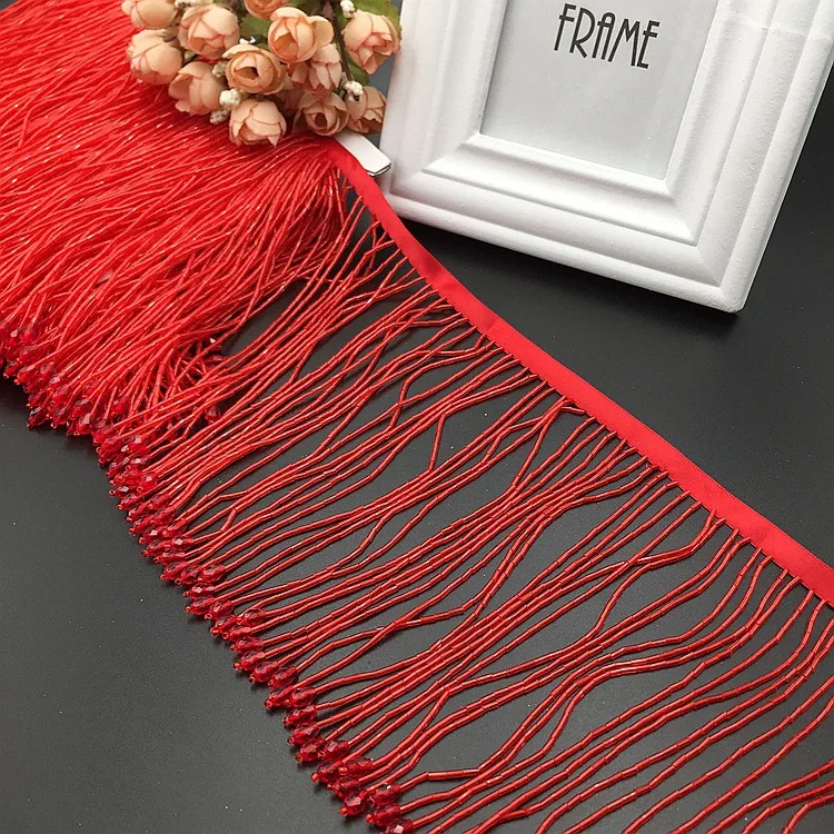 

10Yards Crystal Pendant Beaded Fringe Lace Trim Tassel DIY Latin Dress Clothing Home Curtain Wedding Decorative Accessories