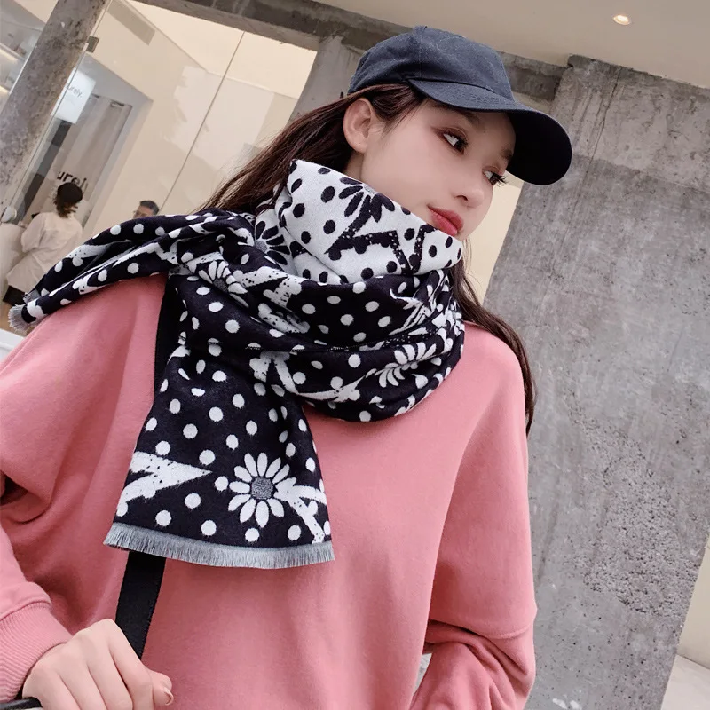 

Новая кашемировая Женская шаль из Южной Кореи в 2019 году, осенне-зимний двухцелевой утолщенный клетчатый шарф с длинным стилем тепла