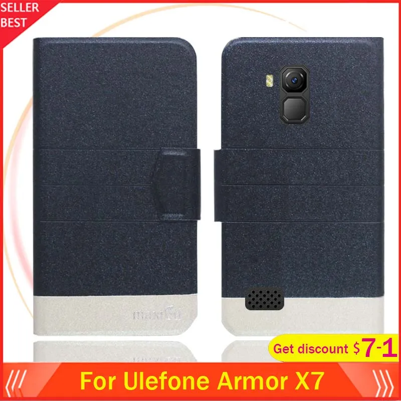 5 цветов Лидер продаж! Ультратонкий кожаный эксклюзивный чехол книжка Ulefone Armor X7
