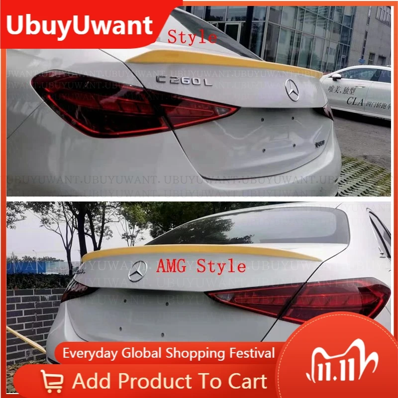 

Спойлер для Mercedes W206 4-дверный седан C-класс AMG /C63 стиль C200 C260 пластиковое крыло багажника Автомобильный задний спойлер украшение 2020-2021