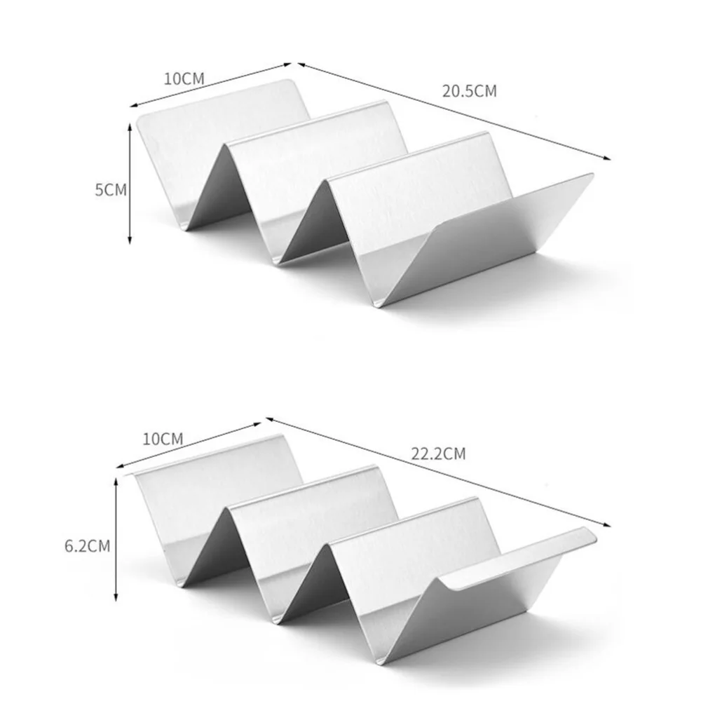 

3Pcs Stainless Steel Taco Holders Rustproof Taco Stands Display Racks (Silver)