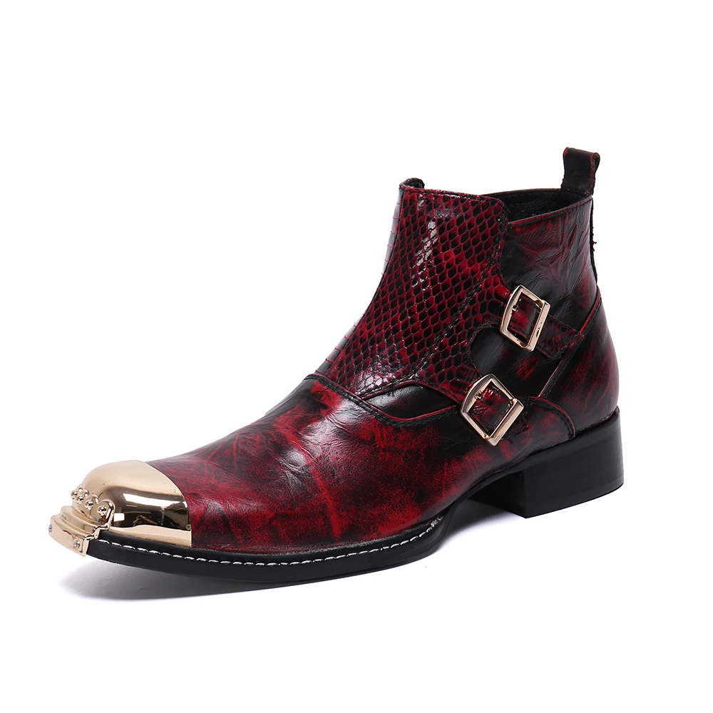 

Pointed toe boots male boots fashion genuine leather increased boots high-heeled leather