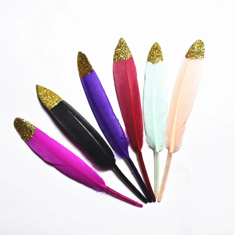 Гусиные перья утки погруженные золотом 20 шт./лот для рукоделия 10 15 см/4 6 дюймов