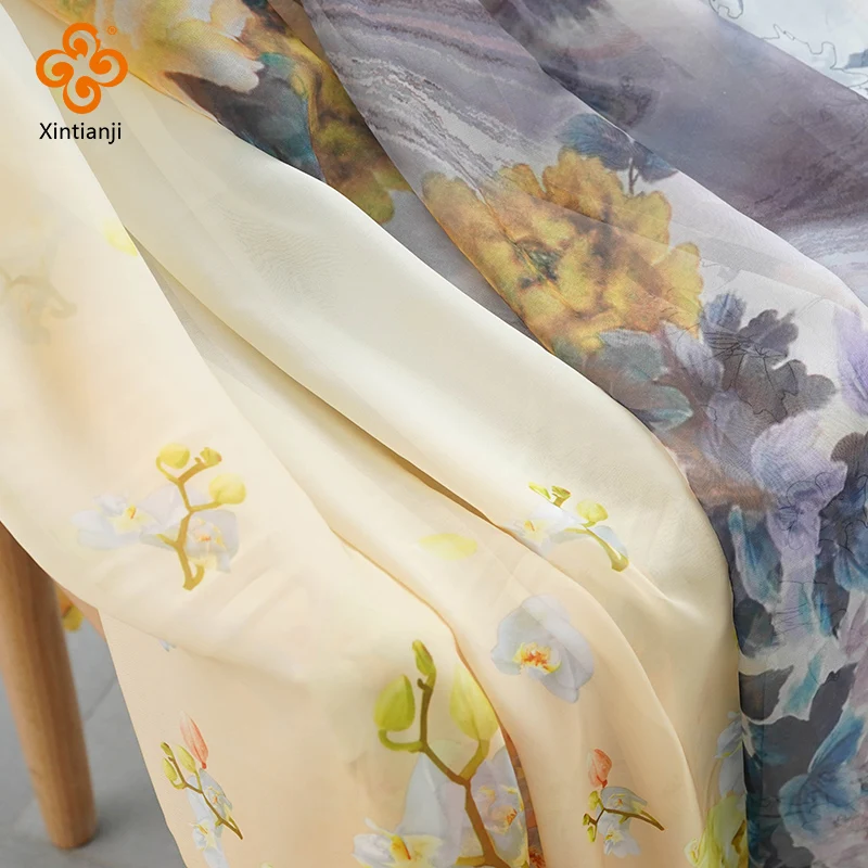 Шифоновый Тонкий цветочный зеленый тканевый шарф для платья с классическим