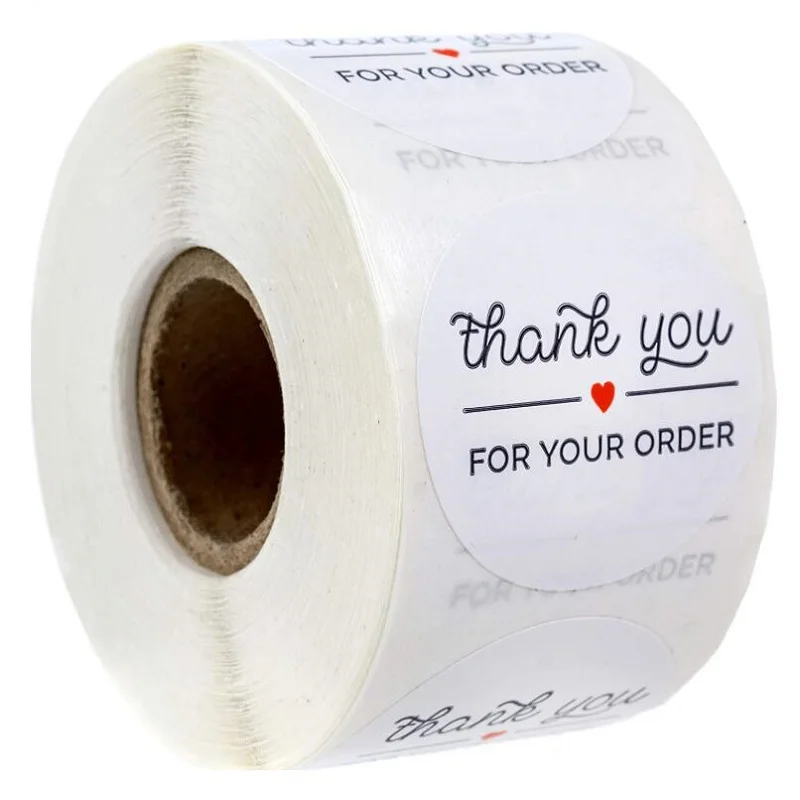 1500pcs round white Thank you for supporting my business sticker Local handmade baking gift decoration label sticker