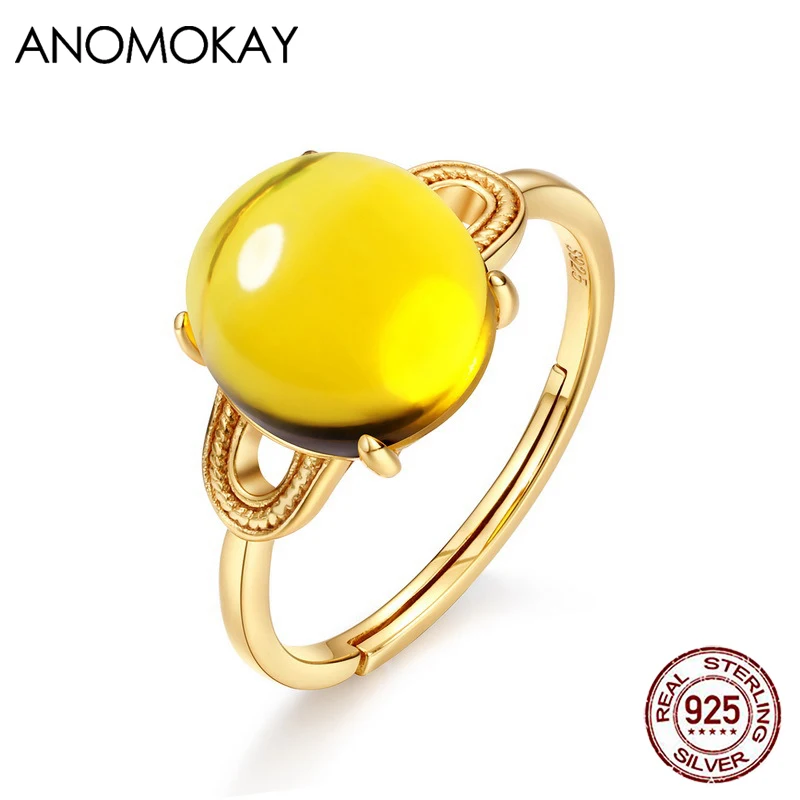 

Кольцо женское из серебра 925 пробы, с большим желтым кристаллом