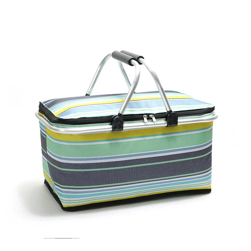 

24L Large Capacity Picnic Basket Folding Insulated Cooler Cool Hamper Waterproof Oilproof Camping Storage Bag Outdoor Lunch Box