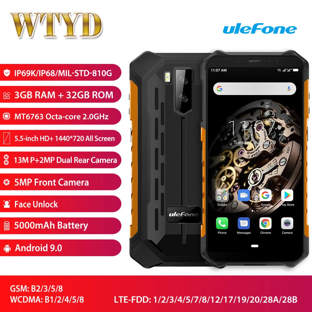 Ulefone Armor X5 смартфон с 5 дюймовым дисплеем ОЗУ 3 ГБ ПЗУ 32 5000 мАч Android 9 0|Смартфоны| |