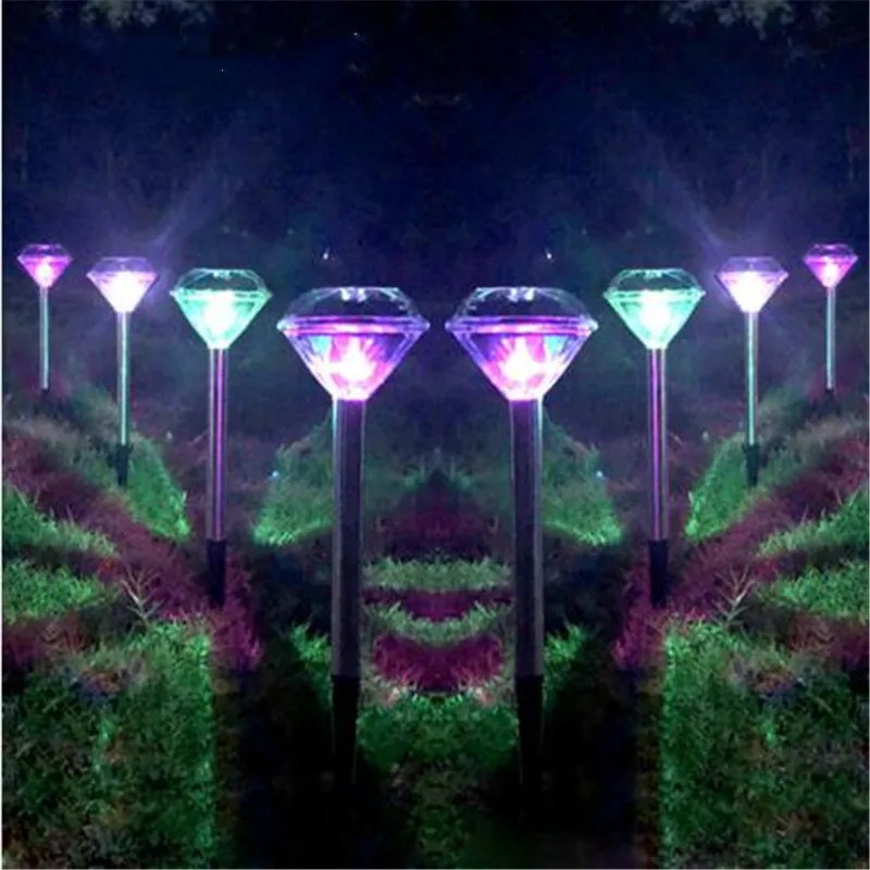 

LED Solar Light Stainless Steel For Garden Decoration Diamond Stake Lights Outdoor Lawn Solar Powered LED Solar Lamp Lantern