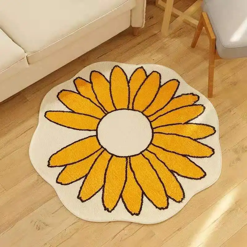 

Ins Star Carpet Cartoon Daisy Living Room Area Rug Bathroom Doormat Anti-slip Absorbent Floor Mats Bedroom Decorative Egg Carpet