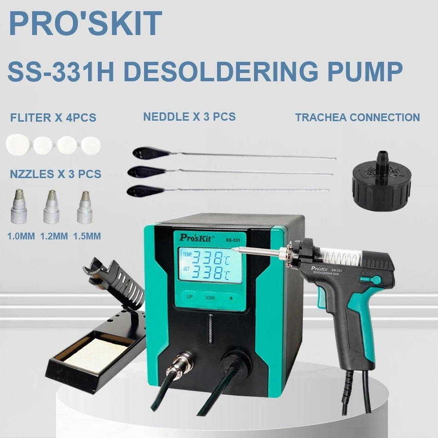 331H Выпуск Pro'sKit SS-331H ESD lcd цифровой электрический насос для распайки BGA всасывающий вакуумный припой присоска пистолет - Цвет: 331H