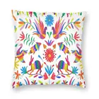Пользовательский квадратный чехол для подушки Otomi с мексиканским народным искусством, домашний декор, 3D двухсторонний чехол для подушки с цветочным принтом и птицами для дивана