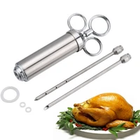 new 2oz meat injector syringe poultry marinade flavour injector meat seasoning injectors bbq kit kitchen tools with 2 needles