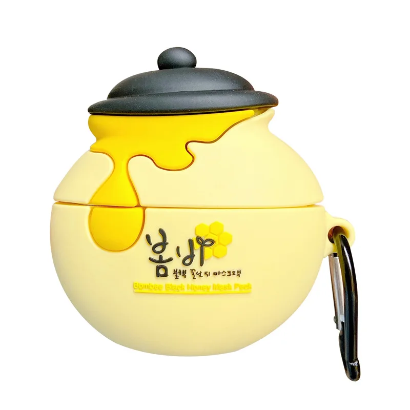 

Case for Airpods 1 2 Bluetooth Earphone Case for Airpods Pro Accessories Protective Cover Cute Silicone with Keychain Honey Pot