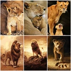 Набор для раскрашивания маслом по номерам AZQSD, домашнее украшение в виде льва, акриловая краска сделай сам для раскрашивания по номерам, ручная роспись с животными, подарок