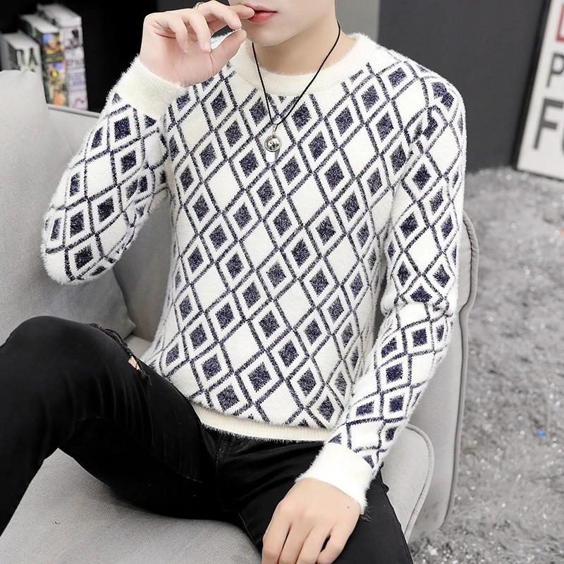 2019 мужской вязаный свитер полосатый кашемировый пуловер с круглым вырезом