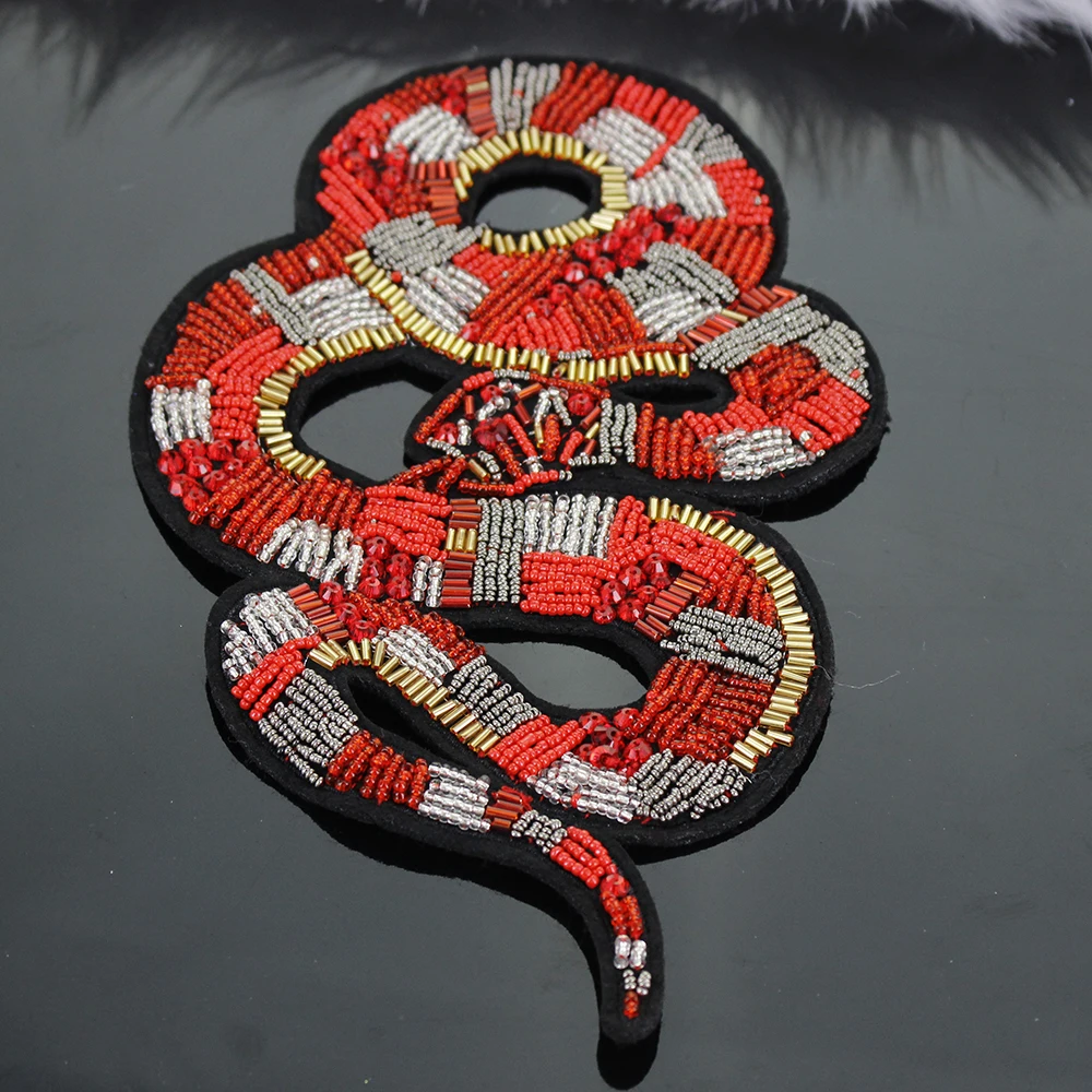 Большой размер с бисером нашивка &quotЗмея&quot мотив аппликация пришивать нашивки