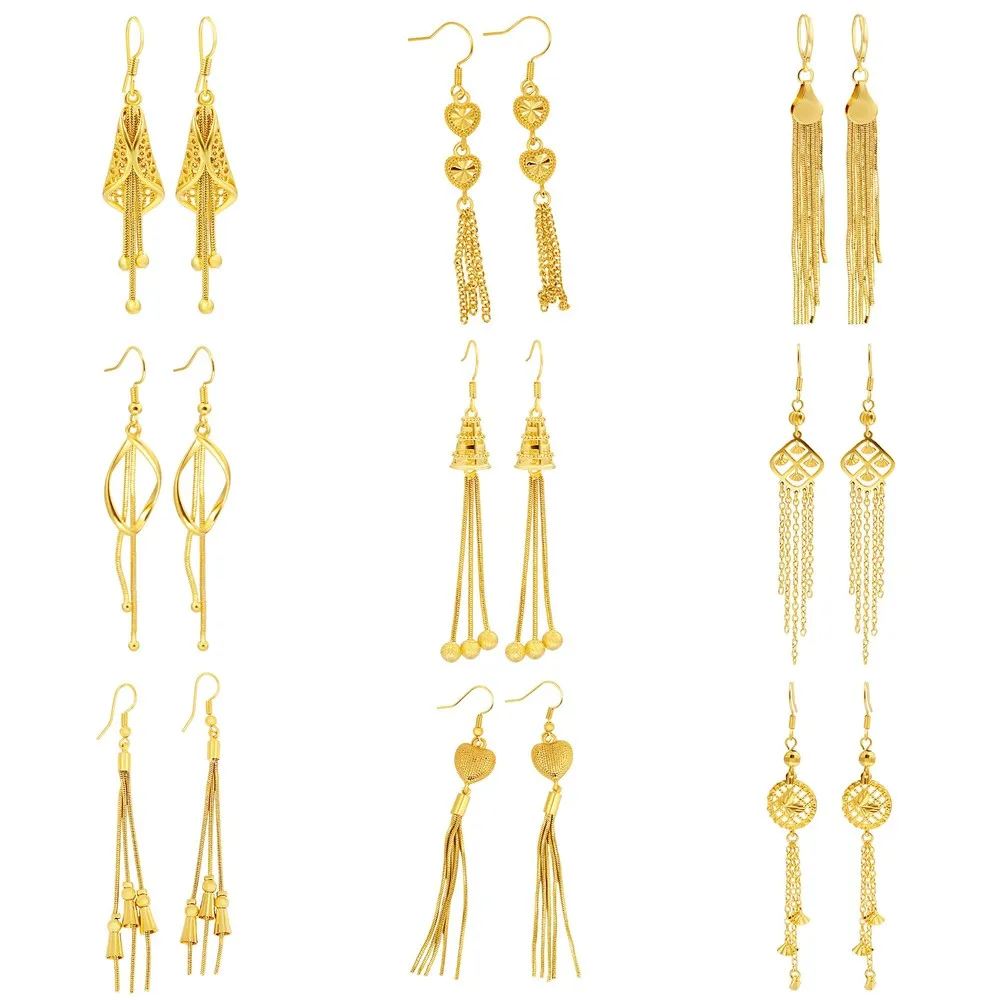 

VAMOOSY Vintage Long Earrings For Women Female Statement Luxury 24K Gold Tassel Vintage Dangle earings boucle oreille femme 2020