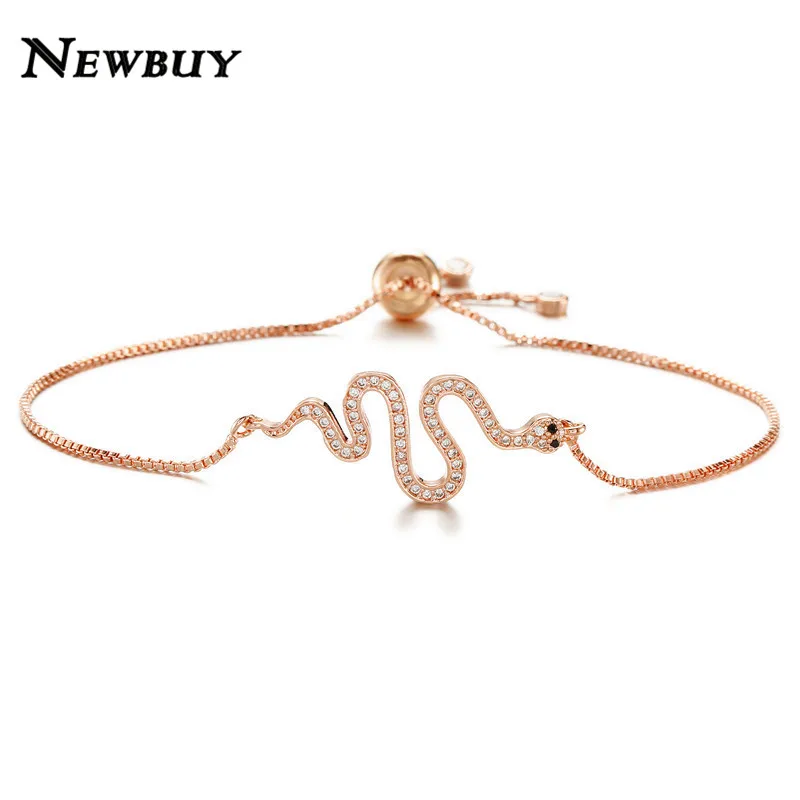 NEWBUY Мода подвеска в виде Змеи Браслеты для элегантных женщин прозрачный кубический цирконий браслет и браслет Регулируемые Браслеты Mujer - Окраска металла: NBSL028
