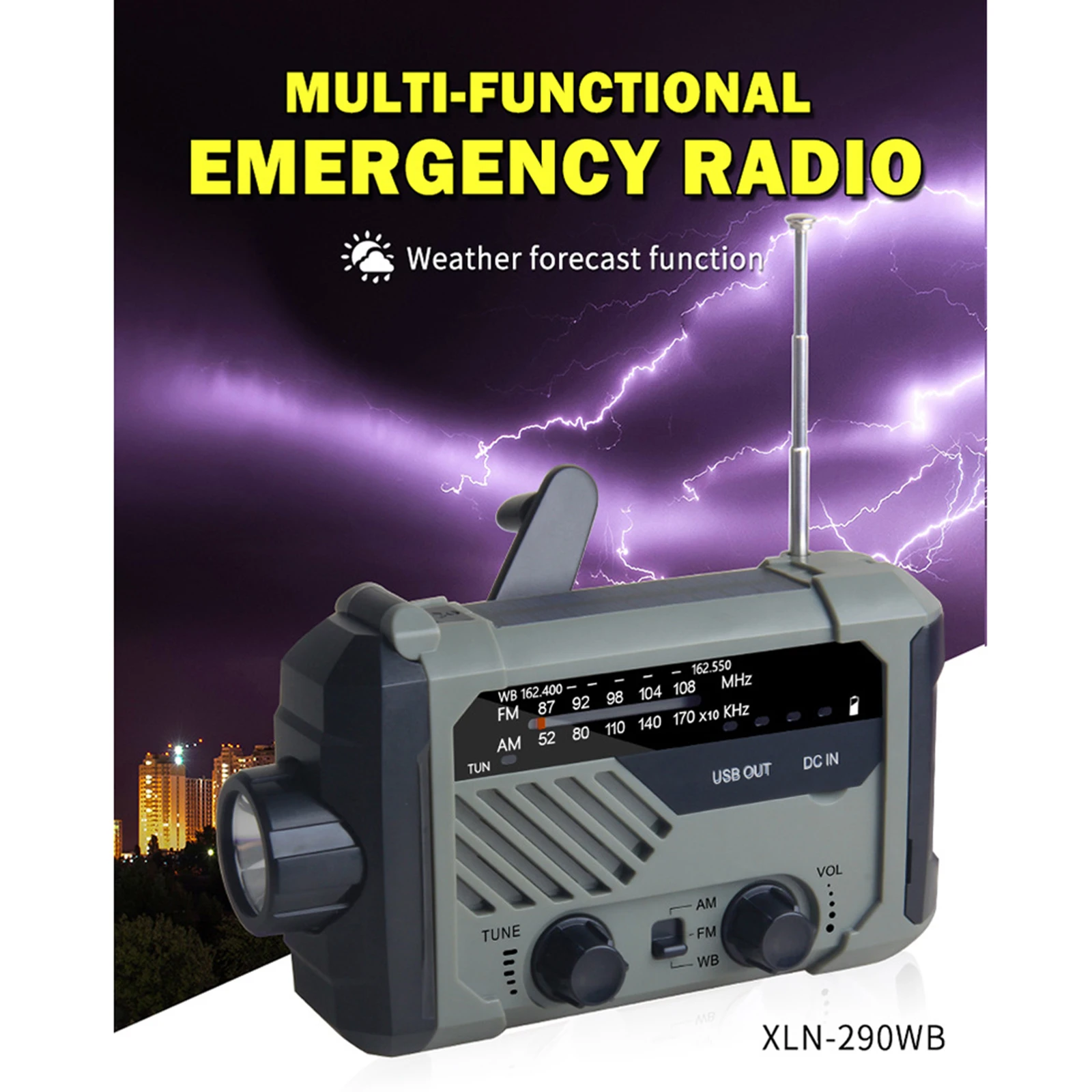 

Emergency Weather Radio Battery Operated Portable Power Bank for Outdoor Survival