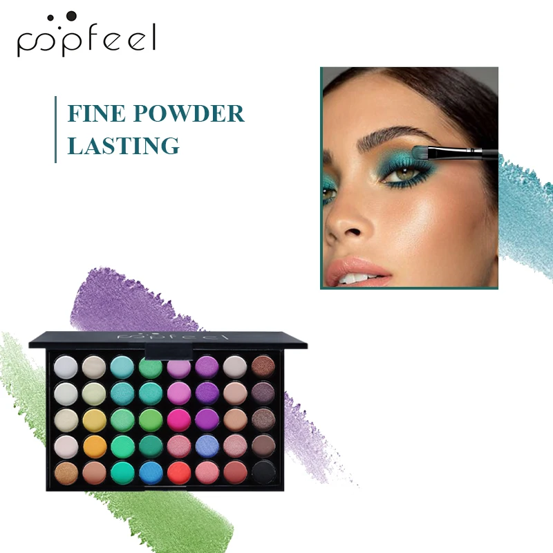 POPFEEL Лидер продаж! 40 цветов матовые тени для век Палитра+ кисть длительный водонепроницаемый дымчатый макияж Пигмент цвет земли и конфеты блестит