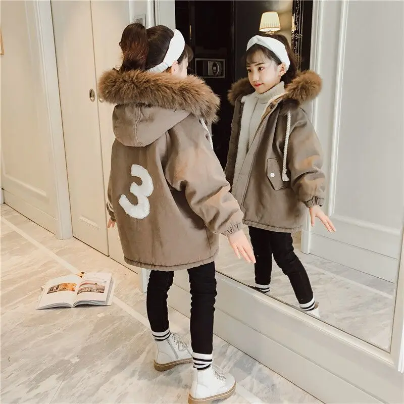 

Children Teenager Windbreaker Overcoat Padded Parkas Winter Girls Down Jacket Coat Kids Hooded Warm Outerwear Clothes 9 14 Years