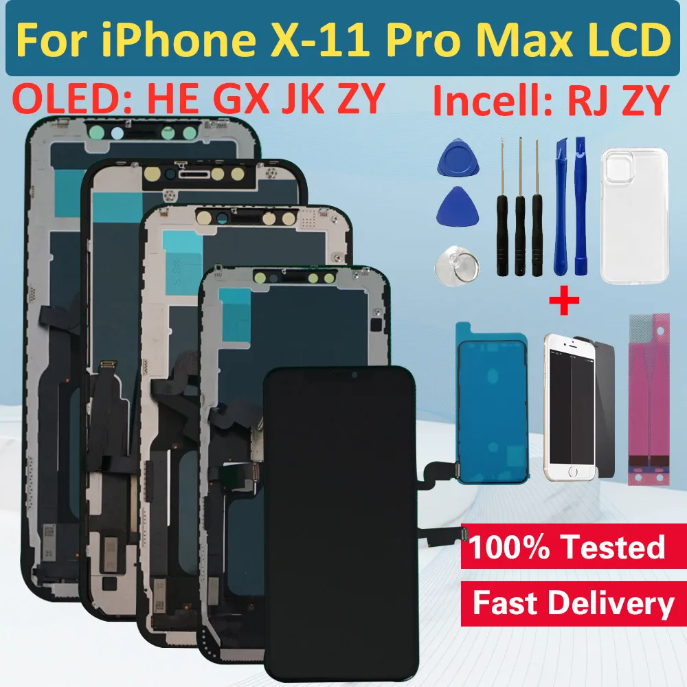 ЖК дисплей GX OLED Incell Pantalla для iPhone X 11 Pro MAX сенсорный дигитайзер в сборе XS сменный