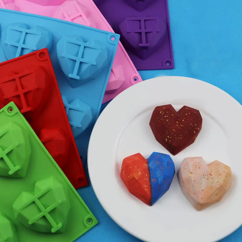 6 полости Алмазное сердце силиконовая форма для украшения торта инструменты