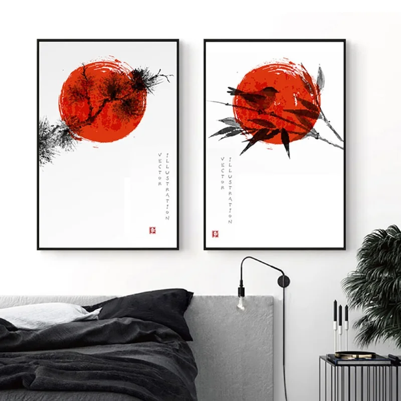 Красные закаты облака пейзаж настенные картины Традиционный китайский стиль