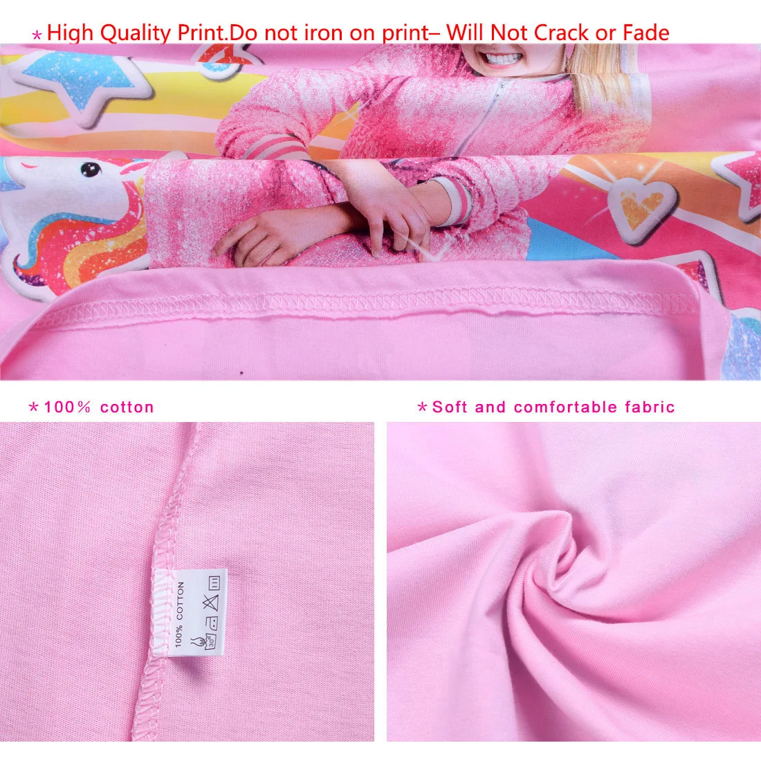 

2019 New Hot Sale girls Unicorn Cartoon Short Sleeve Girl 100% cotton T-shirt Tshirt for Girl jojo siwa kids clothes Top tee