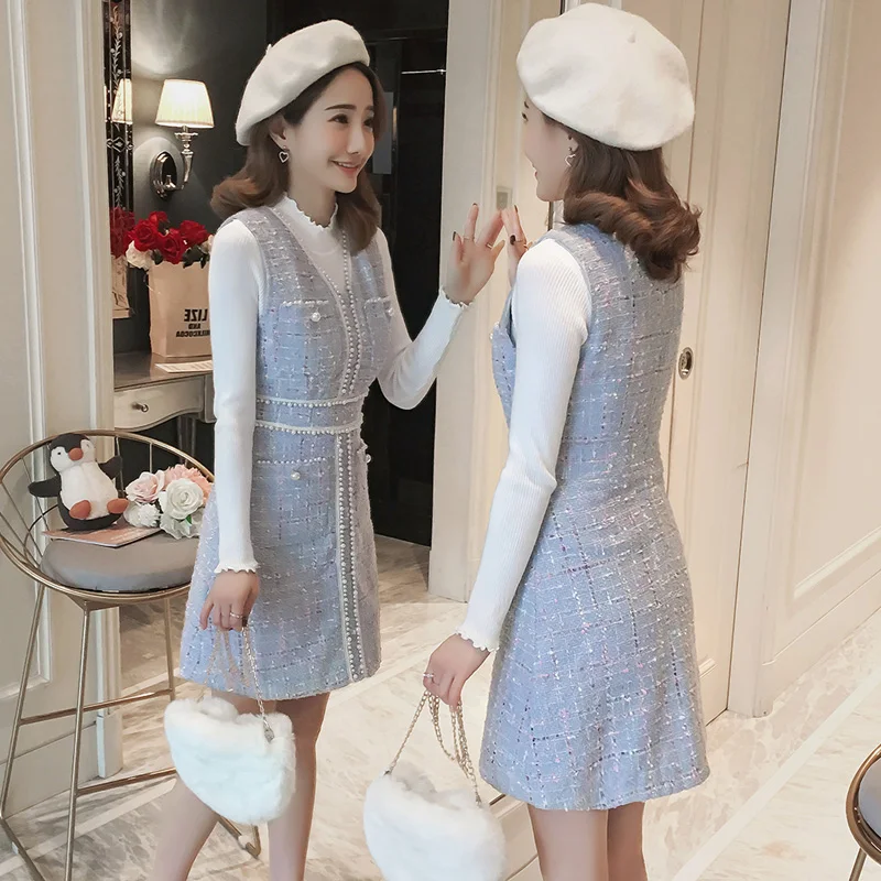 Женский зимний белый вязаный свитер Топ И v-образный вырез клетчатый жемчуг