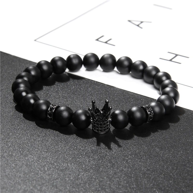 Натуральный камень браслет оникс бусины в форме двойного конуса красивые микро