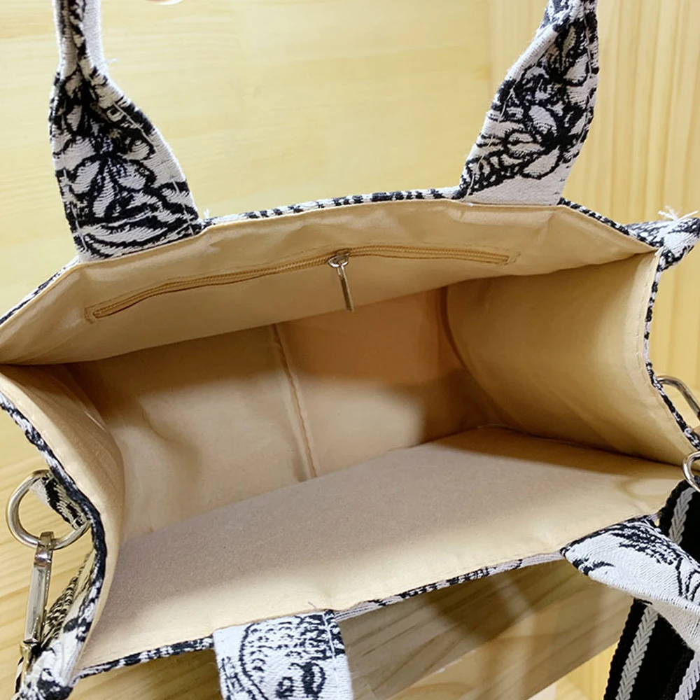Luxury Travel Handbag for Women's Fashion Brand Designer Bag Jacquard Embroidery Female Girls Shopper Canvas Tote Shoulder Bag