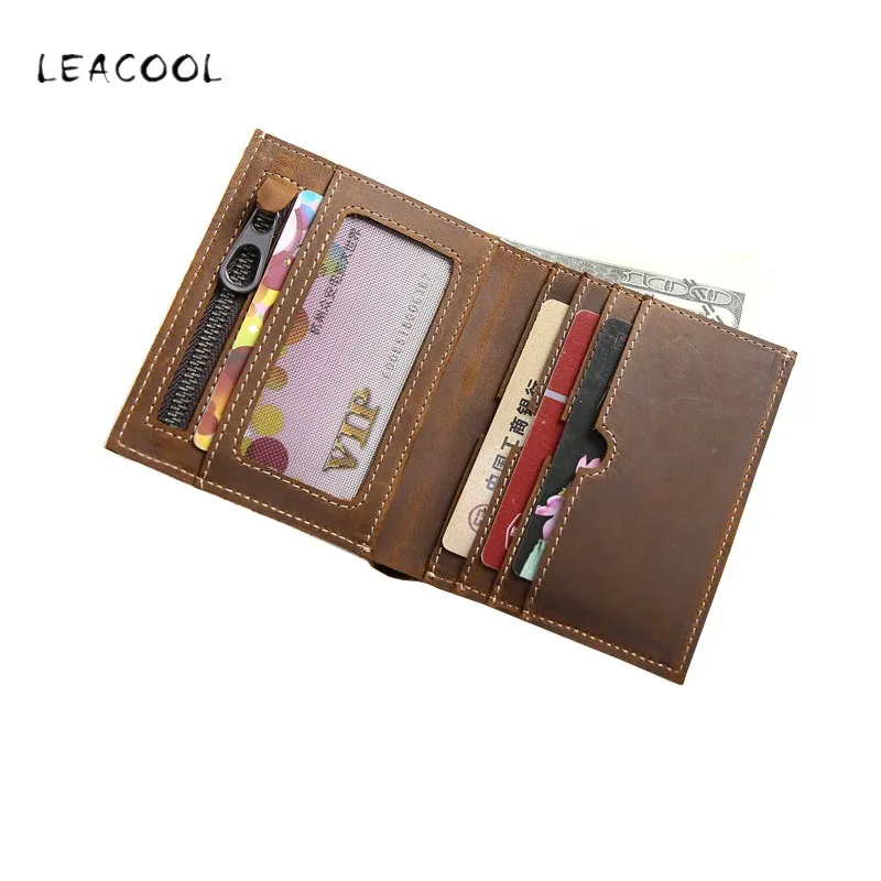 Кошелек LEACOOL из натуральной кожи Женский винтажный короткий кошелек ручной