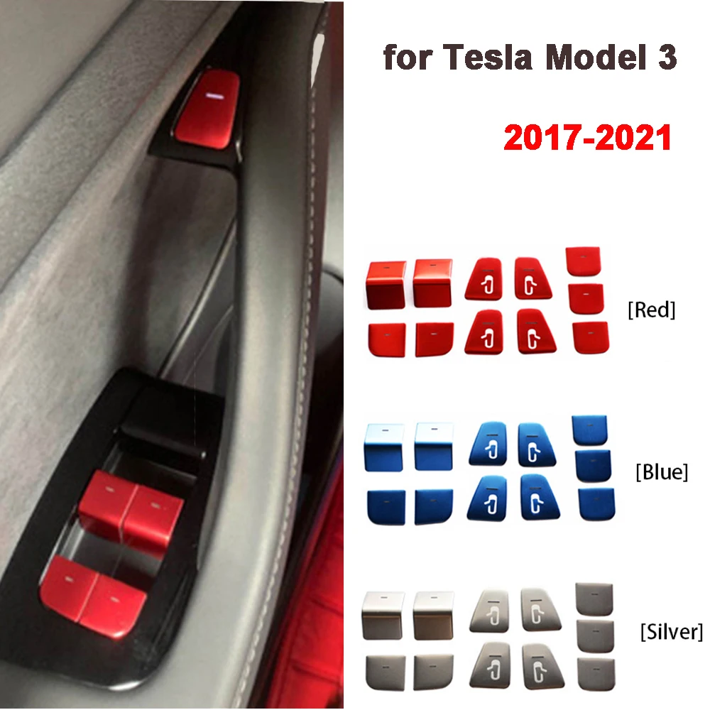 Model3 Fenster Lift Schalter Taste Tür Öffnen Panel Aufkleber Trim Für Tesla Modell 3 Y 2017-2021 ABS Kunststoff innen Auto Zubehör