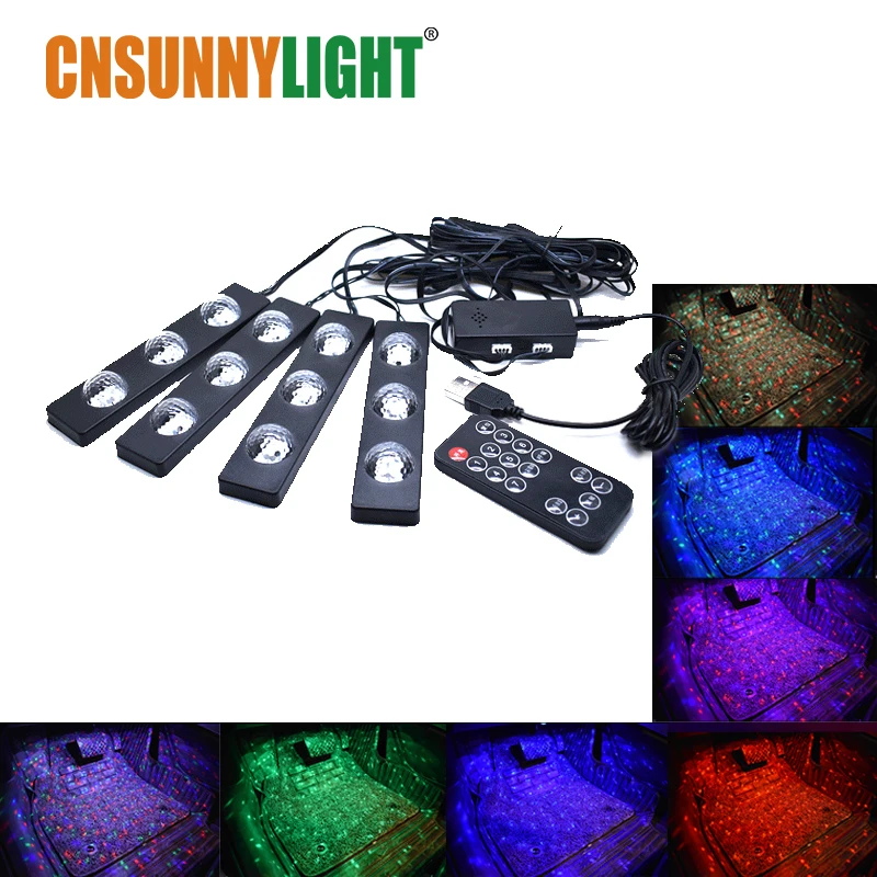 CNSUNNY светильник светодиодный для салона автомобиля атмосферный цветные огни